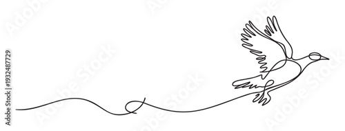 Elegant flying dove depicted in a minimalist continuous one line drawing style, perfect for peaceful messaging, spiritual themes, or symbolic graphic applications.