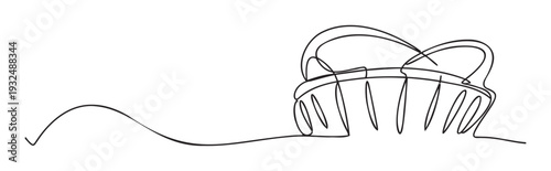 Minimalist continuous line drawing of a hair claw clip, a modern hair accessory ideal for beauty branding, fashion advertisements, and stylish graphic design projects.