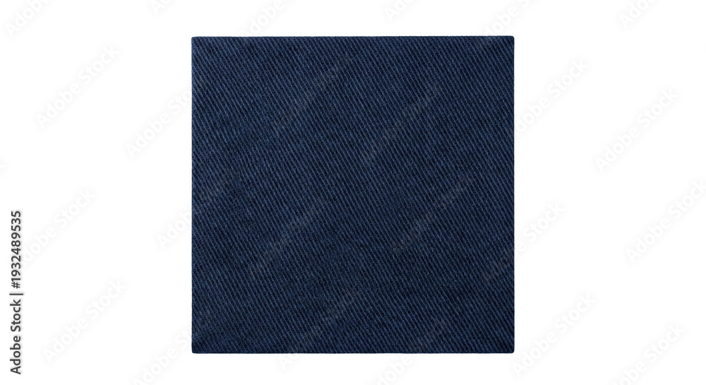 Fototapeta premium Square navy blue denim fabric swatch on transparent background