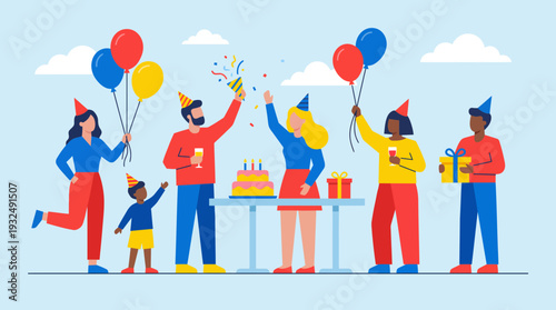 Family Celebrating Birthday Party Together.