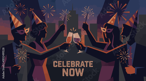 People Celebrating New Year Party Together.