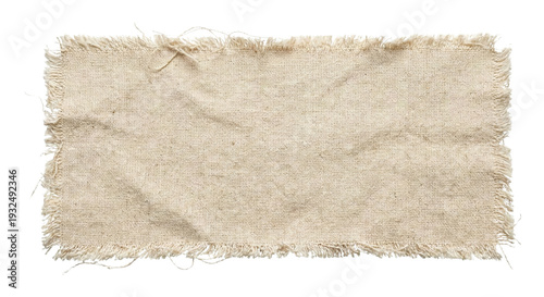 Fotografía Blank rectangular linen fabric swatch on transparent background