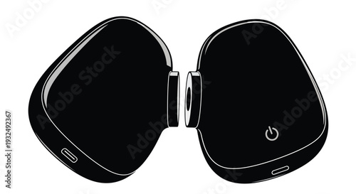 Modern wireless earbuds with charging case displayed as a dark silhouette