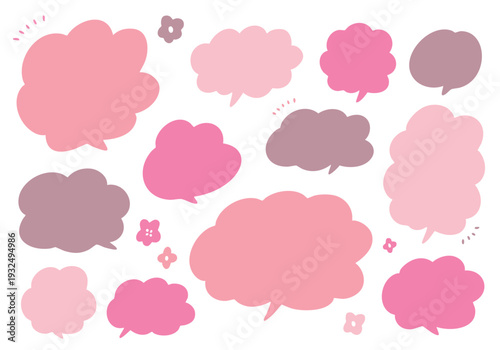 色々なピンクの吹き出しセット