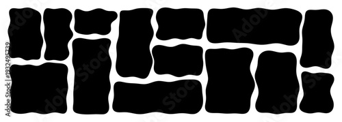 Wavy organic frame shape set with irregular edges, perfect for creative text layouts vector illustration and playful design projects with hand-drawn aesthetic and flowing shapes