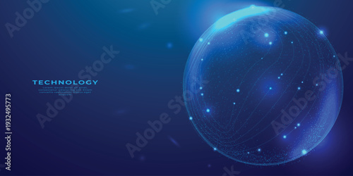 Abstract technology. Science future innovation concept. Space shapes and planets in blue-purple. Futuristic abstract backgrounds for book cover design.
