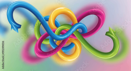 Abstract Colorful Intertwined Loops Illustration Suggesting Infinity And Complexity