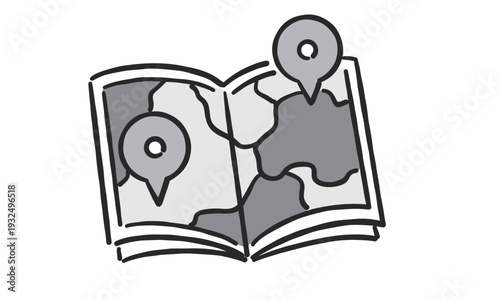 地図のシンプルな手書き風のイラスト