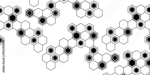abstract black outline bee honeycomb vector background.