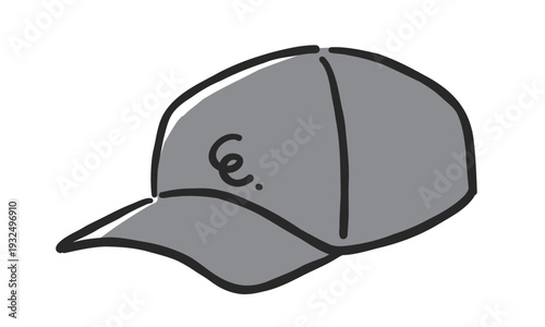 キャップ帽のシンプルな手書き風のイラスト