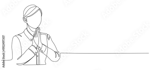 Continuous line vector design of a woman praying eps 7