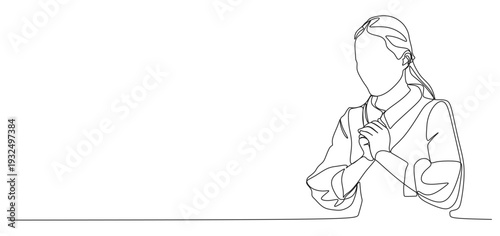 Continuous line vector design of a woman praying eps 5