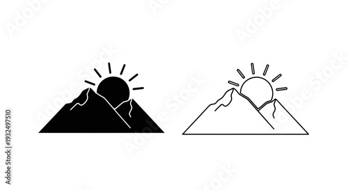 Sunrise over mountain scenic silhouette Vector