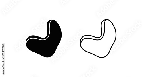 Minimalist black and white earplug icon vector set for hearing protection, noise reduction, and sound blocking applications isolated on White Background