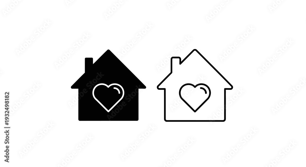 Fototapeta premium Home love icon set - minimalist Vector