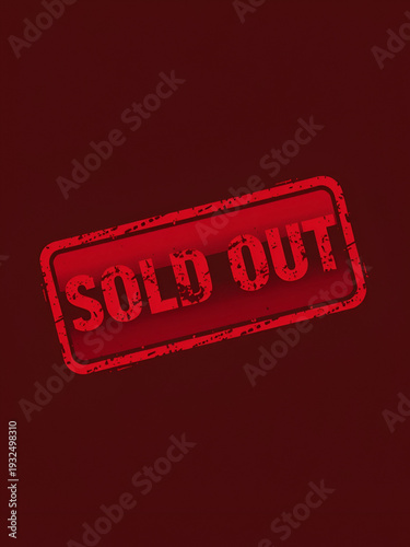 sold out red square grunge textured isolated stamp
