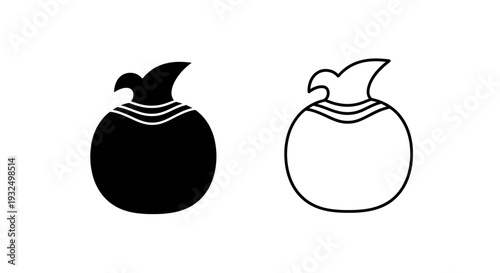 Black and white bird pottery icons Vector