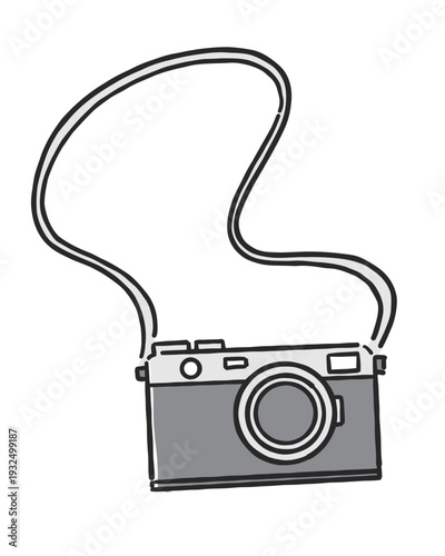 フィルムカメラのシンプルな手書き風のイラスト