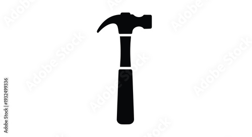 Black hammer tool isolated on white background a striking silhouette