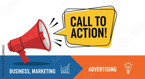 Loudspeaker with a call to action message bright promotional design silhouette