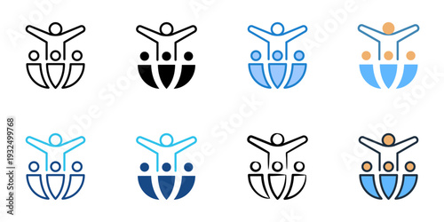 Group coaching icons set multiple style collection. Editable stroke 
