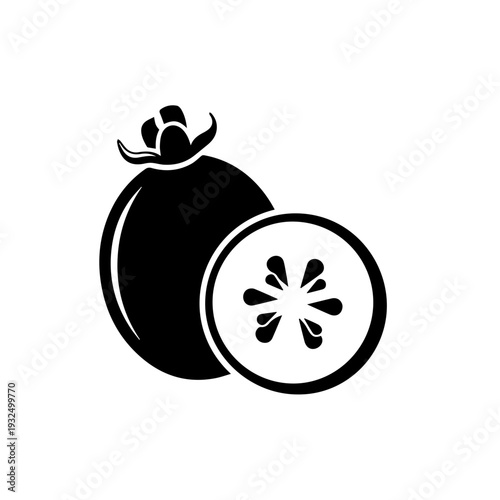 Black sapote fruit with a cross-section revealing its unique inner texture