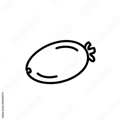 Simple cartoon depiction of a fish with a tail fin and eye