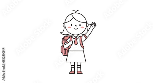 Vector illustration of a schoolgirl with backpack