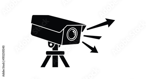 Security camera with radiating lines a bold black graphic silhouette