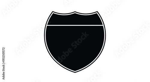 Black shield shape with white border a simple road sign silhouette