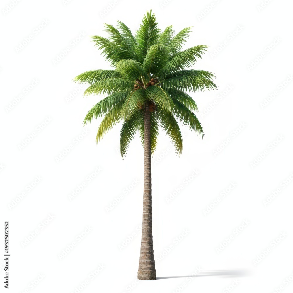 Obraz premium Tall green palm tree isolated on white background tropical nature plant