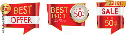 Sale and discount banners with best offer and price
