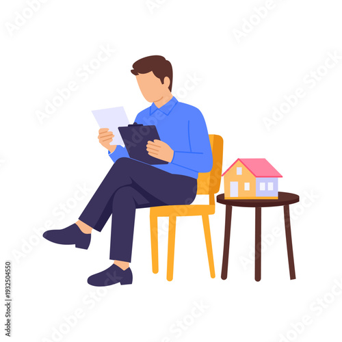 Loan Mortgage Guidance, Advising clients on financing options, Flat vector character illustration