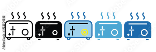 Hot plate icon element representing kitchen heating device, food preparation concept, cooking appliance symbol