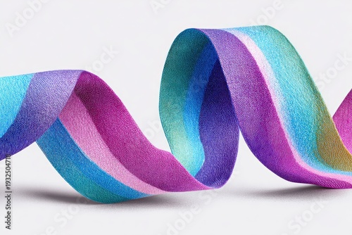 Multicolored ribbon in a flowing spiral