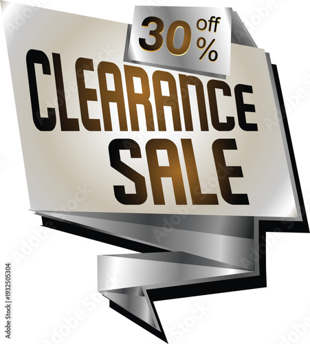 A clearance sale sign with a 30 percent discount
