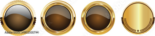 A set of four gold cufflinks with dark lenses