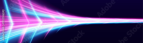 Multicolor glowing racing line flows swiftly, forming soft curved paths with radiant spark highlights. Perfect for futuristic visuals. vector