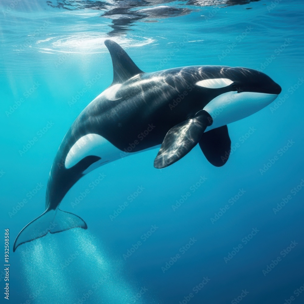 Obraz premium Orca swimming in deep ocean