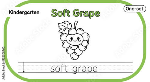 Cute Soft Grape Character for Kindergarten Learning and Coloring