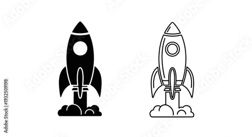 Modern rocket launch vector icons Vector