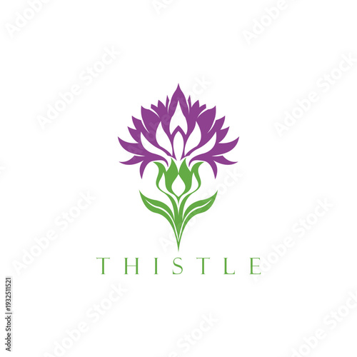 Thistle Floral Logo (Purple & Green Minimalist Design)