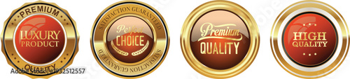 Four gold seal badges for quality and accuracy