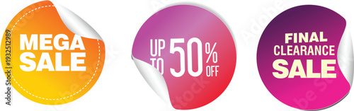 A colorful sale advertisement with discounts