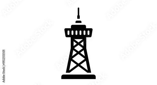 Communication Tower Icon Black and White.