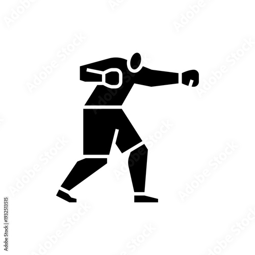 Straight body shot glyph icon. Boxing punch illustration.