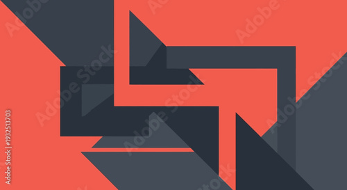 Abstract geometric shapes in red and gray a striking silhouette