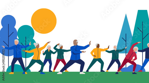 Senior Fitness Group Exercise Outdoors for Active Aging