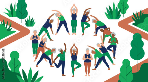 Senior Fitness Group Yoga Session in Nature