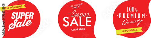 Red sale stickers on a white background for advertising